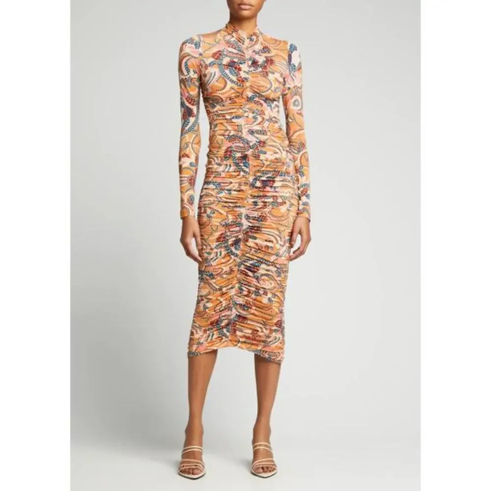 A.L.C. Ansel Long‑Sleeve Ruched Bodycon Midi Dress - Picture 6 of 14